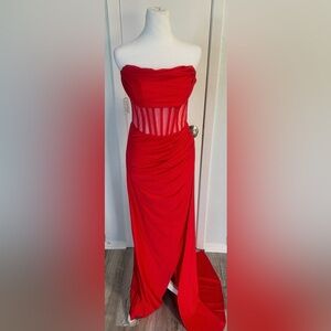 Red Strapless Corset Dress